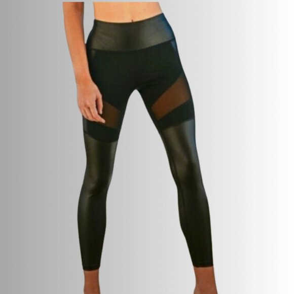 Boutique Pants - NWT, Women's Vegan Leather Leggings w/Mesh Panel Sides: Small & Medium